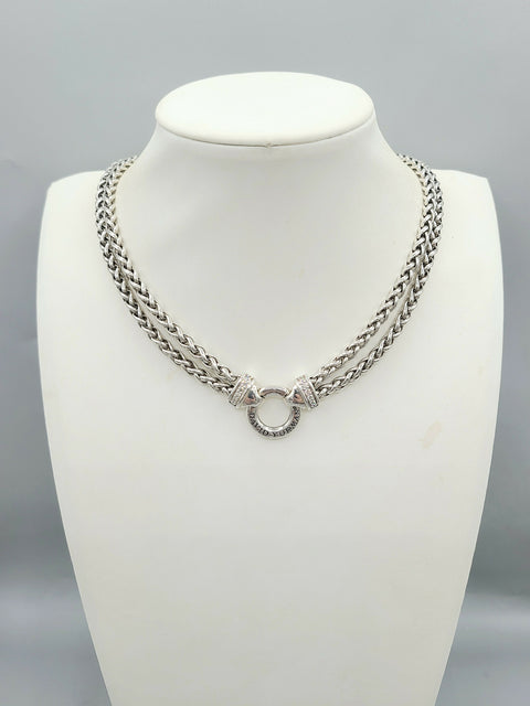  David Yurman-Double Wheat Chain-Diamond-Necklace