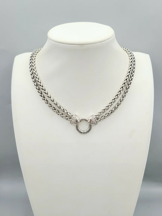  David Yurman-Double Wheat Chain-Diamond-Necklace