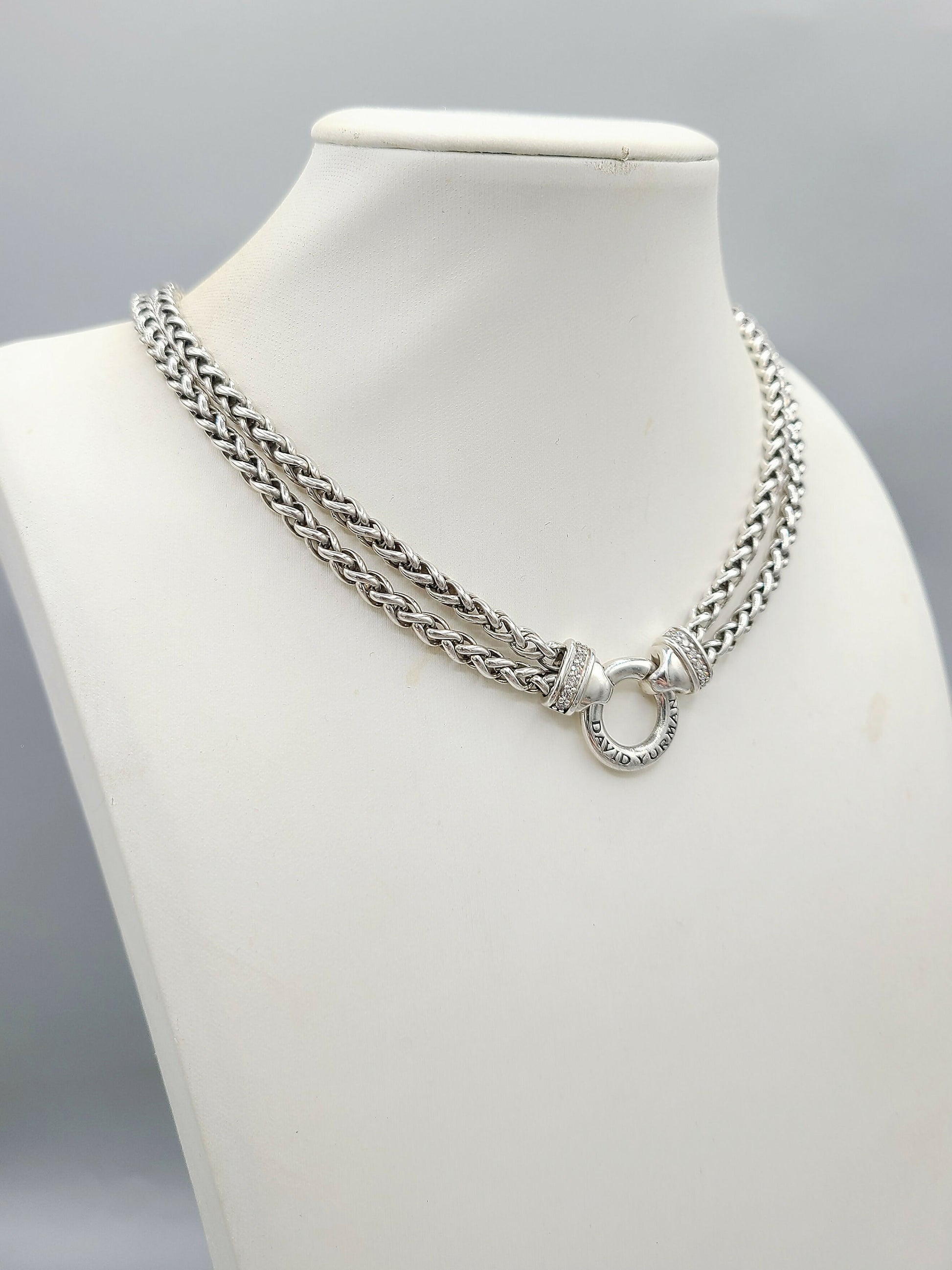   David Yurman-Double Wheat Chain-Diamond-Necklace