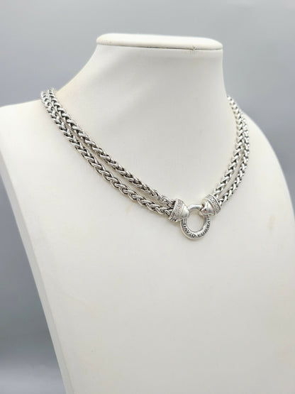    David Yurman-Double Wheat Chain-Diamond-Necklace