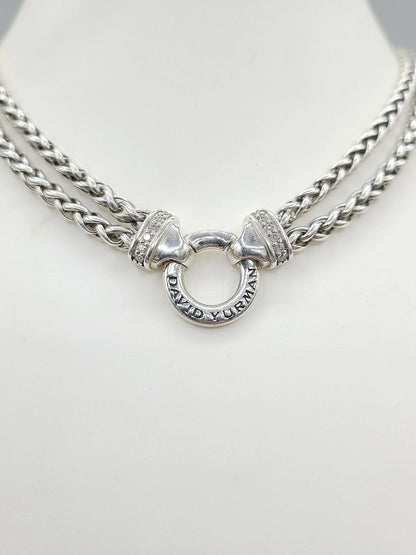    David Yurman-Double Wheat Chain-Diamond-Necklace