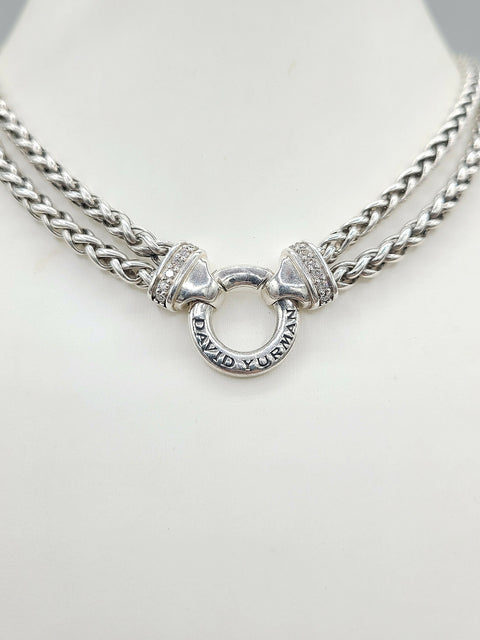  David Yurman-Double Wheat Chain-Diamond-Necklace