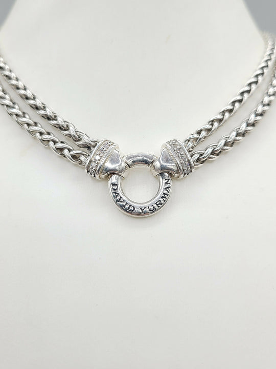  David Yurman-Double Wheat Chain-Diamond-Necklace