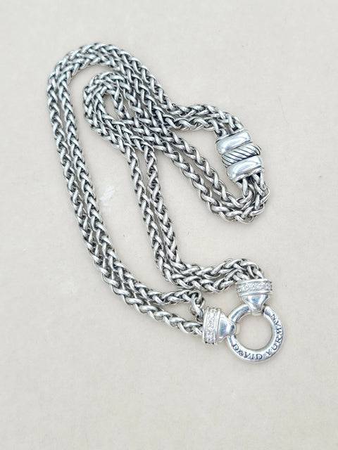  David Yurman-Double Wheat Chain-Diamond-Necklace