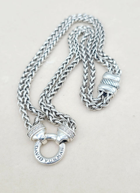  David Yurman-Double Wheat Chain-Diamond-Necklace