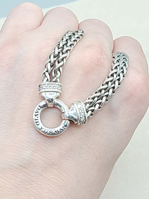  David Yurman-Double Wheat Chain-Diamond-Necklace