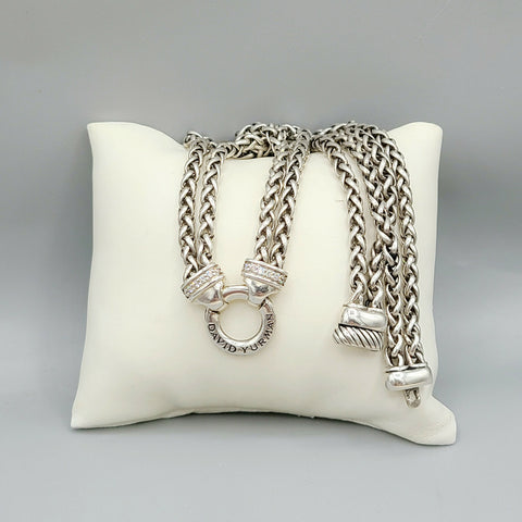  David Yurman-Double Wheat Chain-Diamond-Necklace