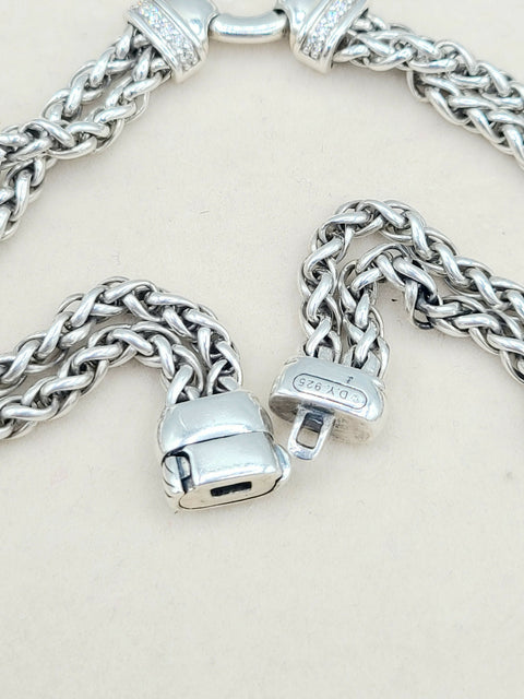  David Yurman-Double Wheat Chain-Diamond-Necklace