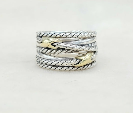 David Yurman Double X Crossover Ring With 18k Gold