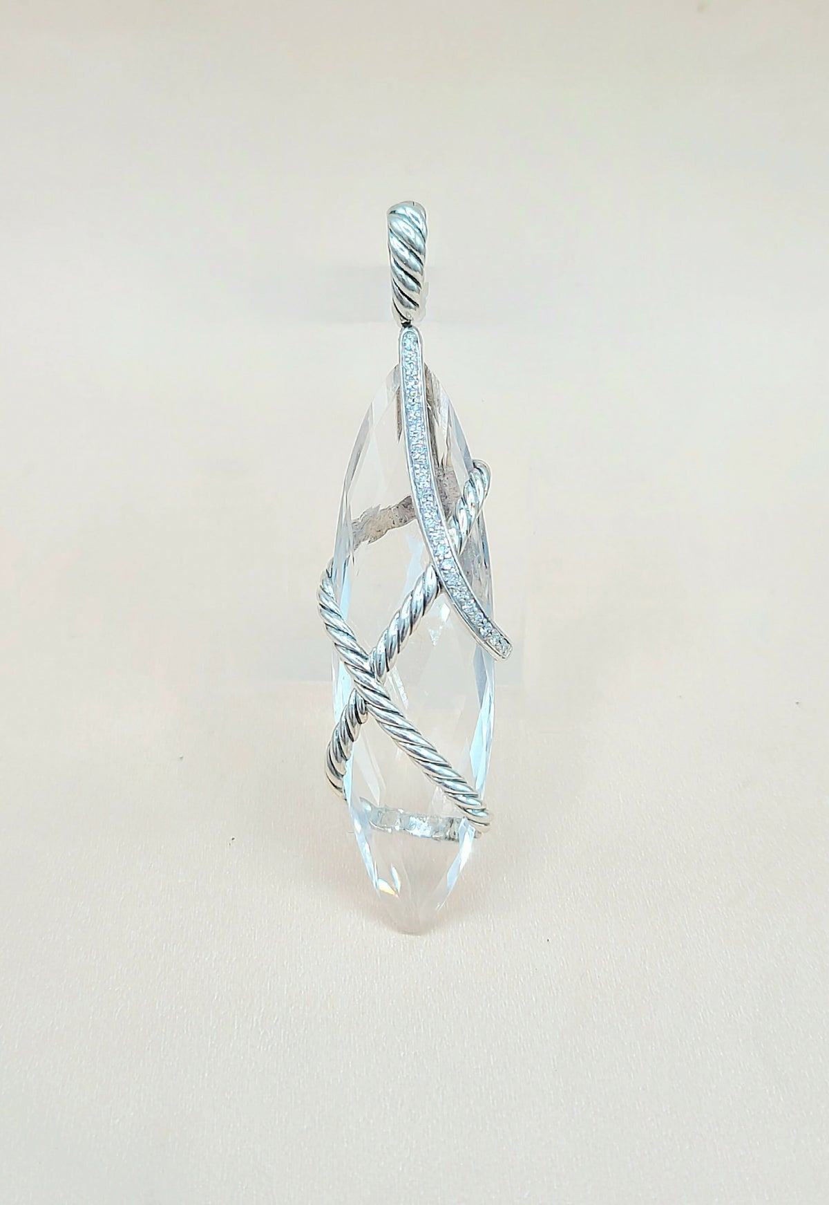  David Yurman Extra Large Cable Wrap White Topaz Diamond Pendant Enhancer