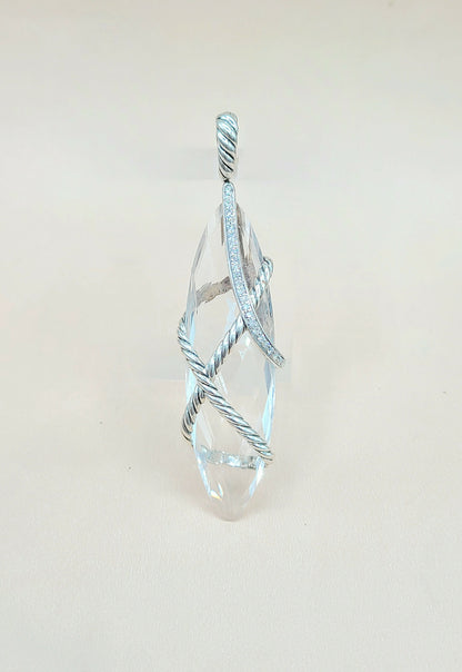  David Yurman Extra Large Cable Wrap White Topaz Diamond Pendant Enhancer
