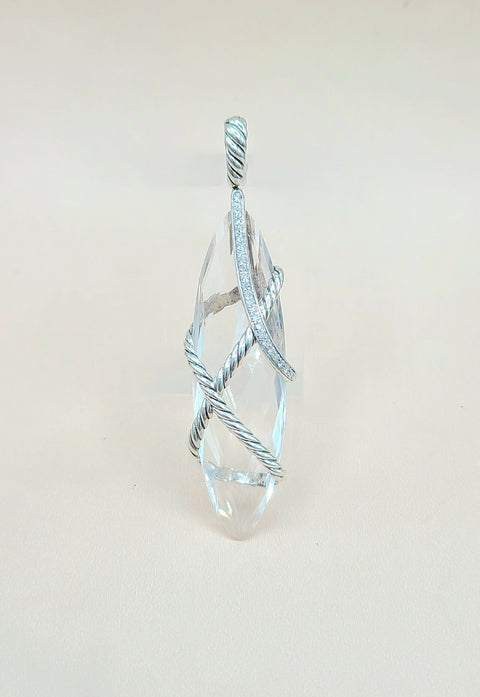  David Yurman Extra Large Cable Wrap White Topaz Diamond Pendant Enhancer