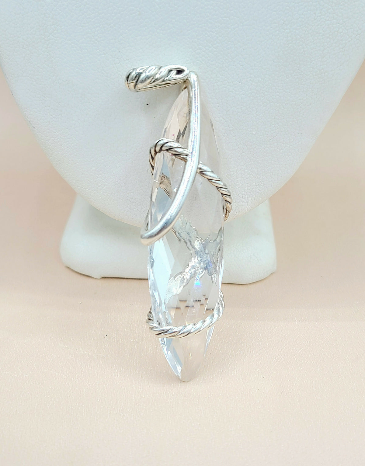  David Yurman Extra Large Cable Wrap White Topaz Diamond Pendant Enhancer