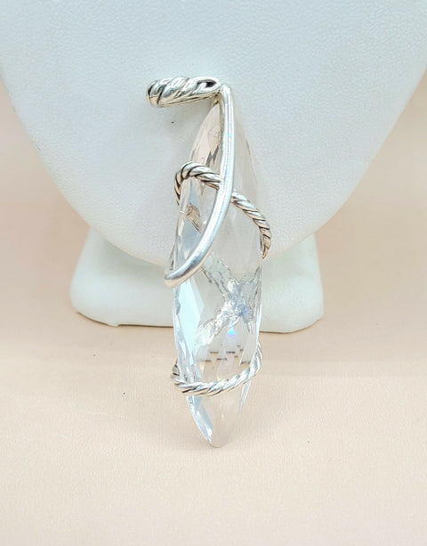  David Yurman Extra Large Cable Wrap White Topaz Diamond Pendant Enhancer