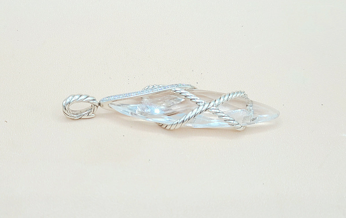  David Yurman Extra Large Cable Wrap White Topaz Diamond Pendant Enhancer