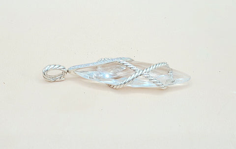  David Yurman Extra Large Cable Wrap White Topaz Diamond Pendant Enhancer