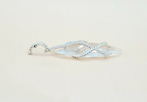  David Yurman Extra Large Cable Wrap White Topaz Diamond Pendant Enhancer
