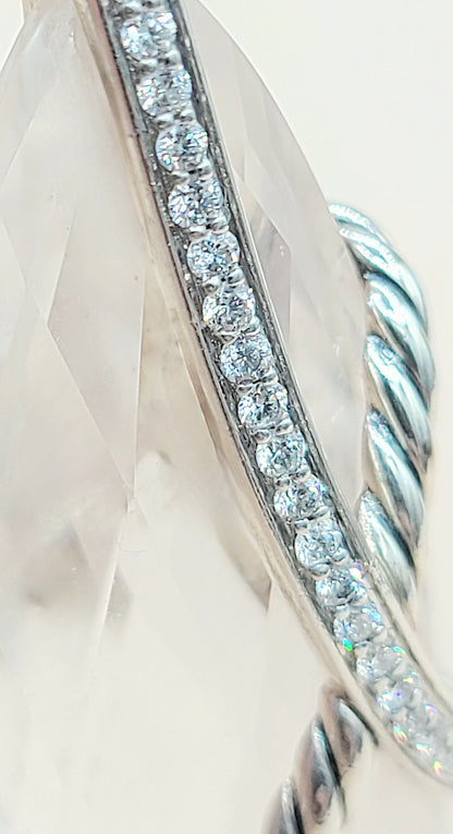  David Yurman Extra Large Cable Wrap White Topaz Diamond Pendant Enhancer