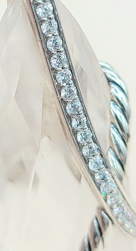  David Yurman Extra Large Cable Wrap White Topaz Diamond Pendant Enhancer