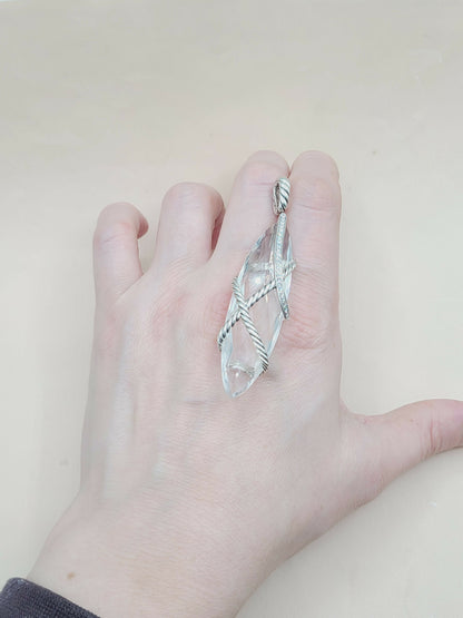  David Yurman Extra Large Cable Wrap White Topaz Diamond Pendant Enhancer