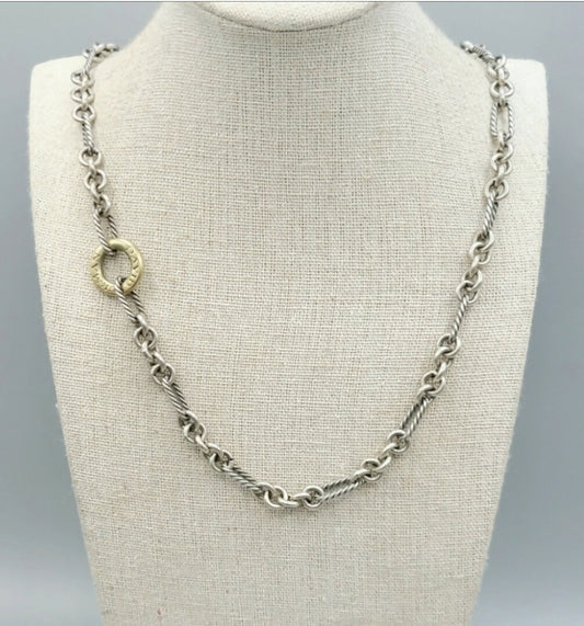 David Yurman Figaro Chain Donut Necklace With Gold