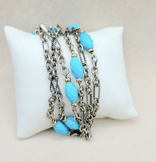 David Yurman Figaro Turquoise Station Necklace With Gold