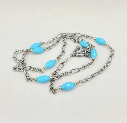 David Yurman Figaro Turquoise Station Necklace With Gold