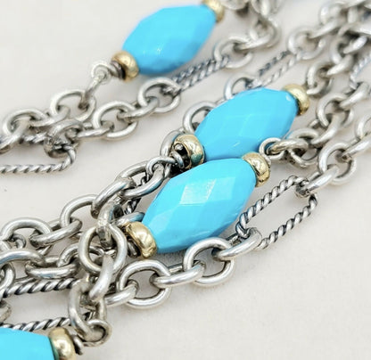 David Yurman Figaro Turquoise Station Necklace With Gold
