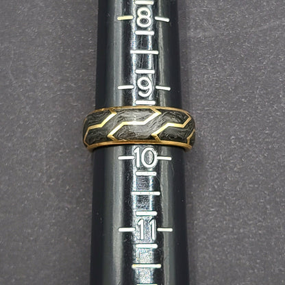 David Yurman Forged Carbon Band Ring 18K Yellow Gold 8.5mm Size 9.5