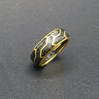 David Yurman Forged Carbon Band Ring 18K Yellow Gold 8.5mm Size 9.5