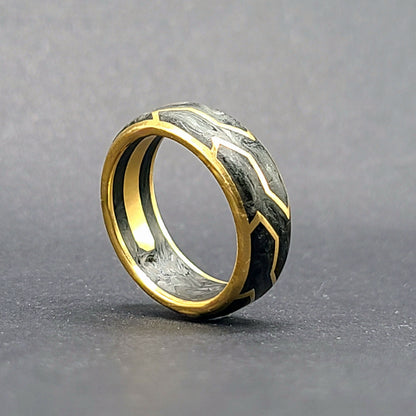 David Yurman Forged Carbon Band Ring 18K Yellow Gold 8.5mm Size 9.5