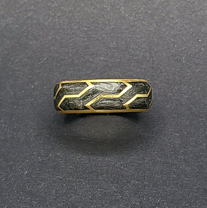 David Yurman Forged Carbon Band Ring 18K Yellow Gold 8.5mm Size 9.5