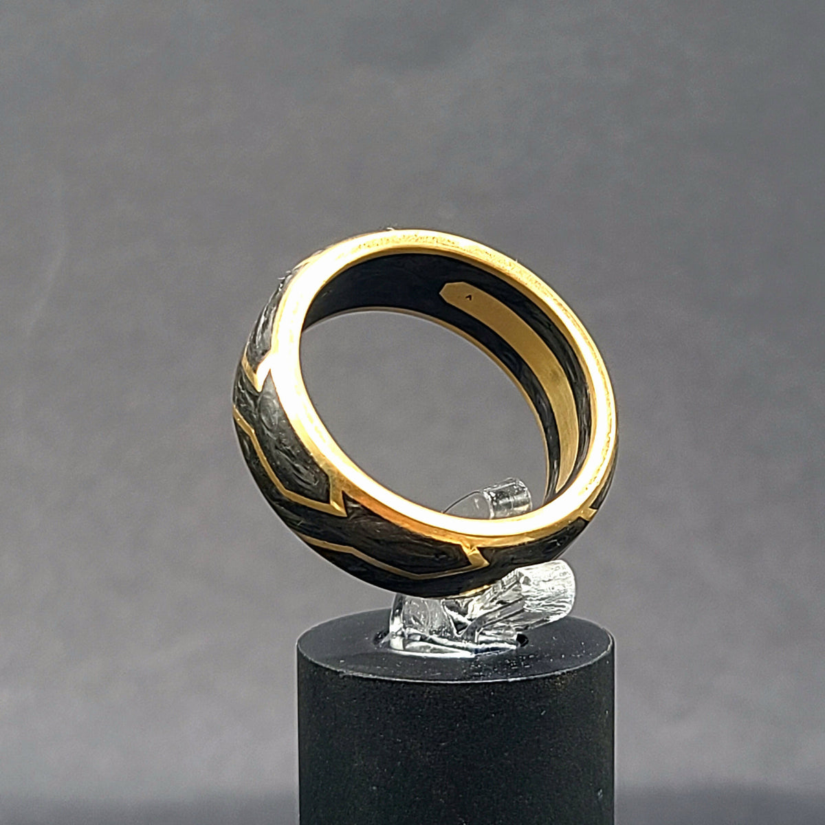 David Yurman Forged Carbon Band Ring 18K Yellow Gold 8.5mm Size 9.5