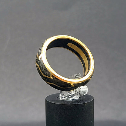 David Yurman Forged Carbon Band Ring 18K Yellow Gold 8.5mm Size 9.5