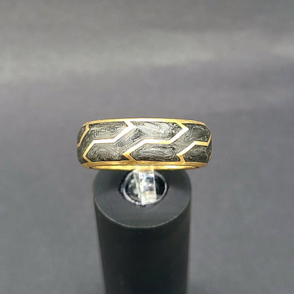 David Yurman Forged Carbon Band Ring 18K Yellow Gold 8.5mm Size 9.5
