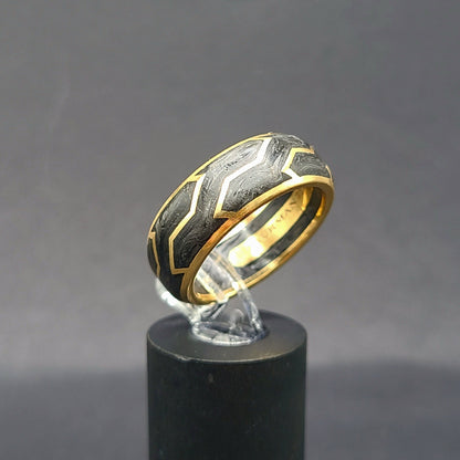 David Yurman Forged Carbon Band Ring 18K Yellow Gold 8.5mm Size 9.5