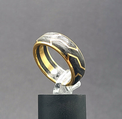David Yurman Forged Carbon Band Ring 18K Yellow Gold 8.5mm Size 9.5