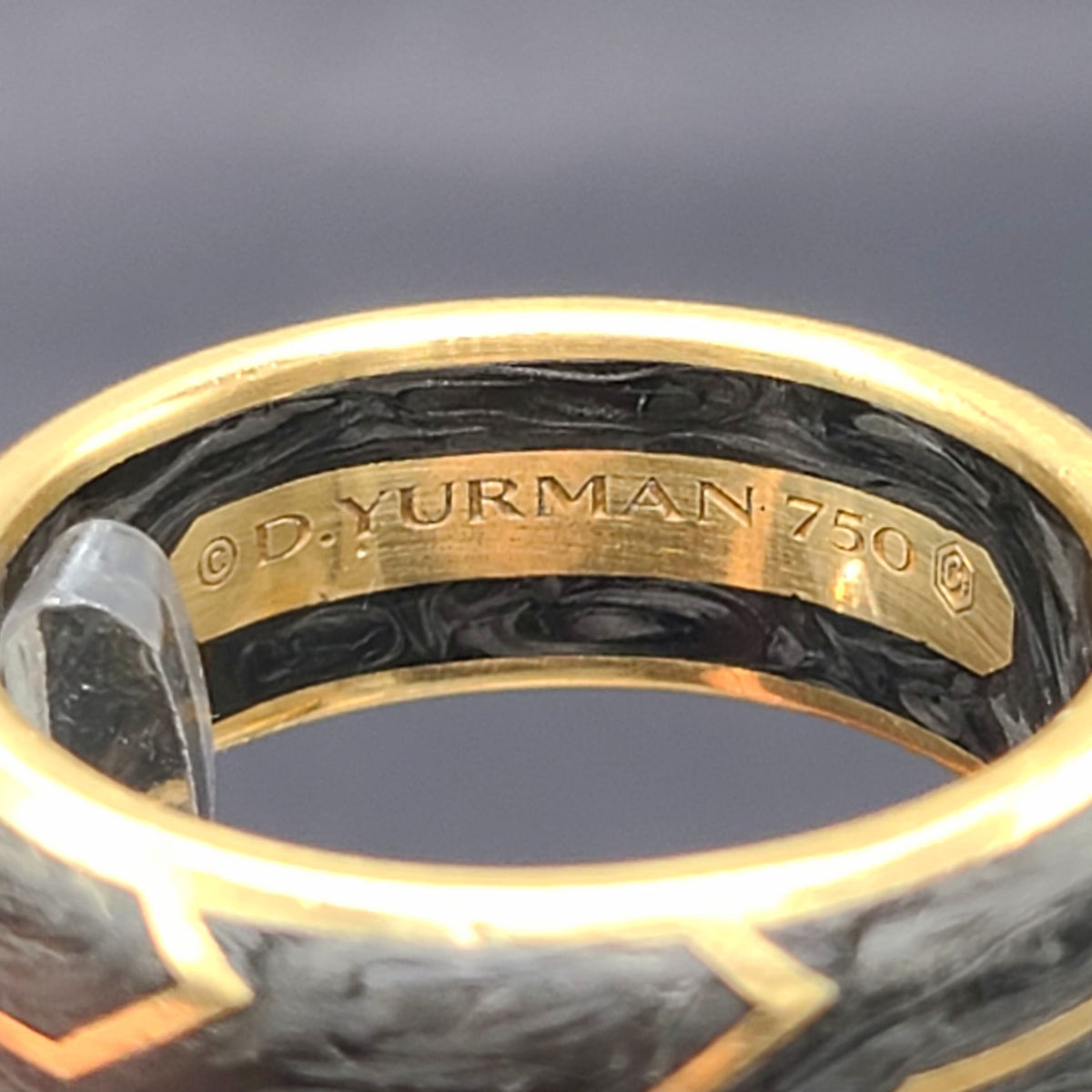 David Yurman Forged Carbon Band Ring 18K Yellow Gold 8.5mm Size 9.5