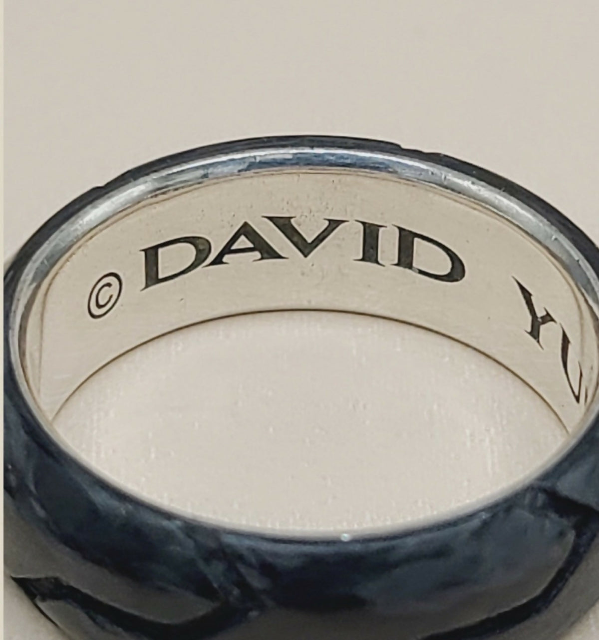 hallmak of David Yurman Forged Carbon Band Ring In Sterling Silver