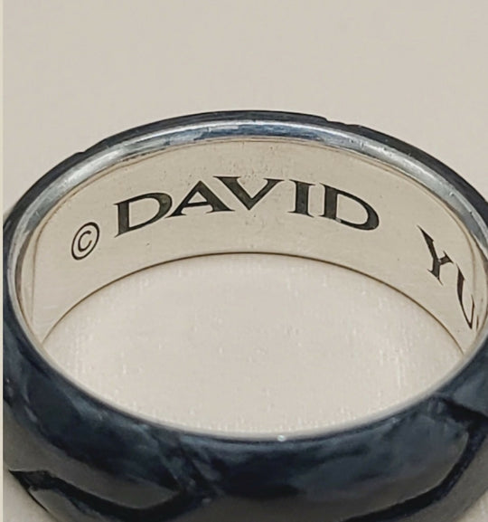 hallmak of David Yurman Forged Carbon Band Ring In Sterling Silver