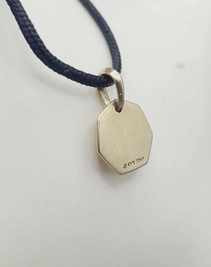 hallmark of David Yurman Fortune Amulet Pendant 18K Gold on Adjustable Black Cord 12mm