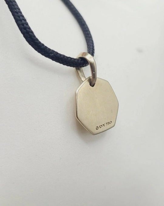hallmark of David Yurman Fortune Amulet Pendant 18K Gold on Adjustable Black Cord 12mm