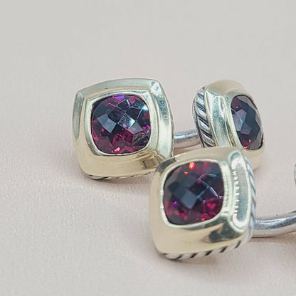 David Yurman Albion Garnet Cufflinks Silver & Gold | Certified    #