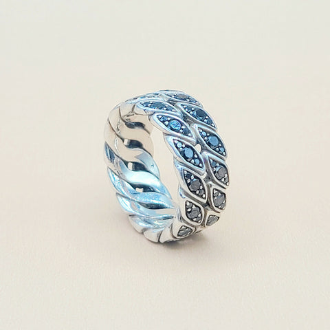  David Yurman-Black Diamond Graphic-Cable Band Ring