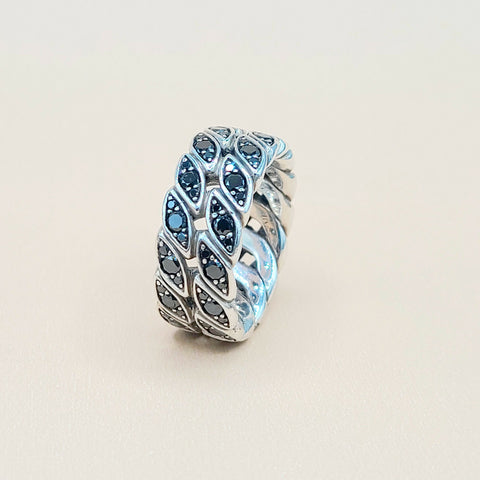  David Yurman-Black Diamond Graphic-Cable Band Ring