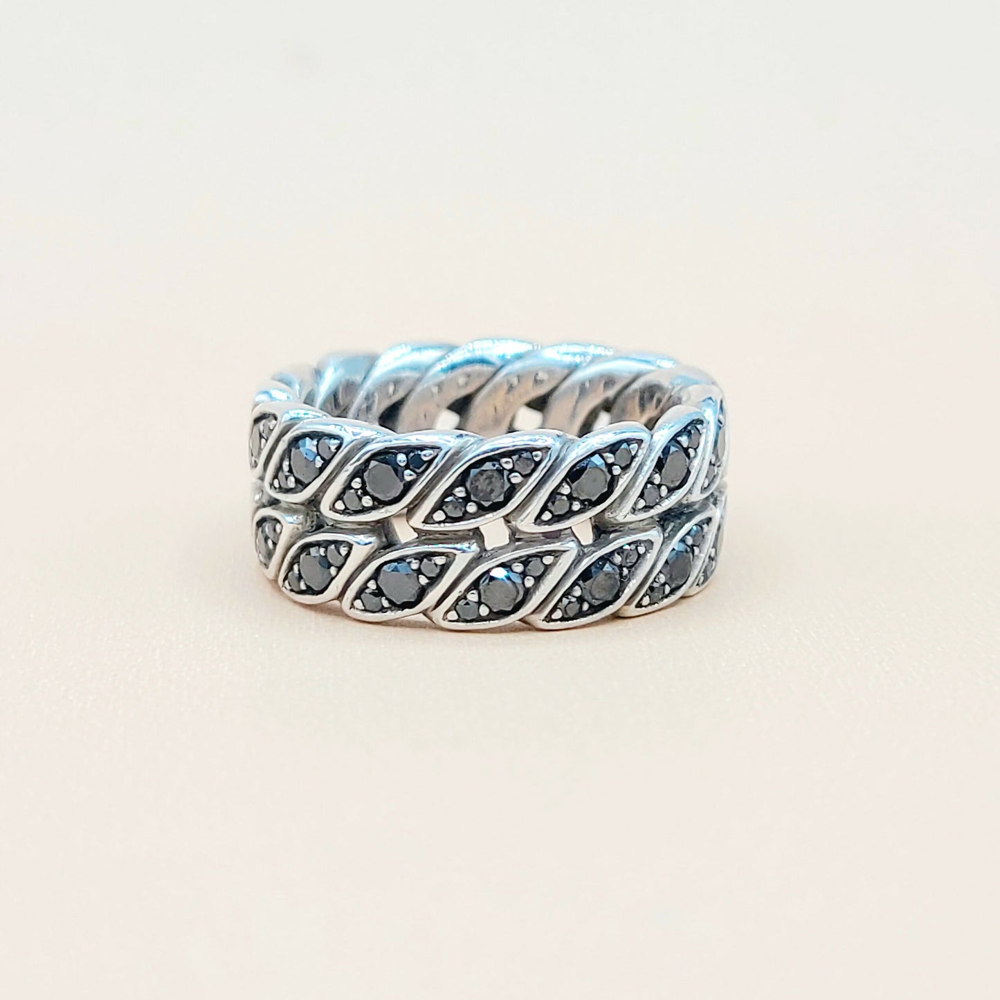    David Yurman-Black Diamond Graphic-Cable Band Ring