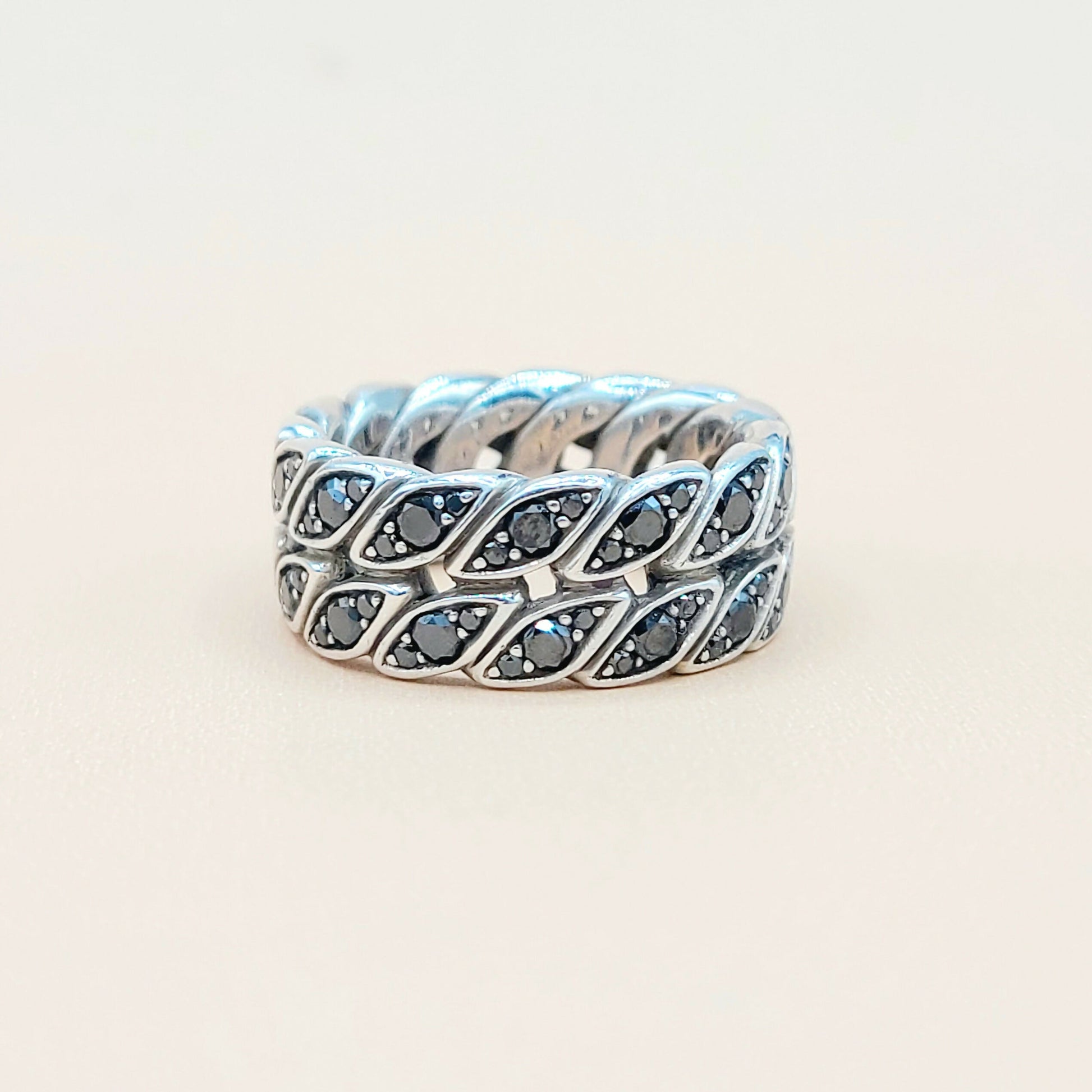    David Yurman-Black Diamond Graphic-Cable Band Ring