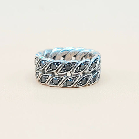  David Yurman-Black Diamond Graphic-Cable Band Ring