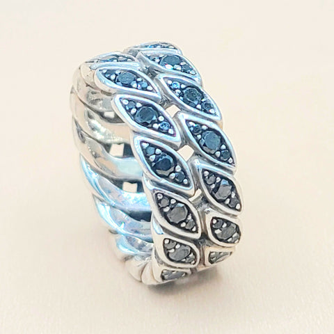  David Yurman-Black Diamond Graphic-Cable Band Ring