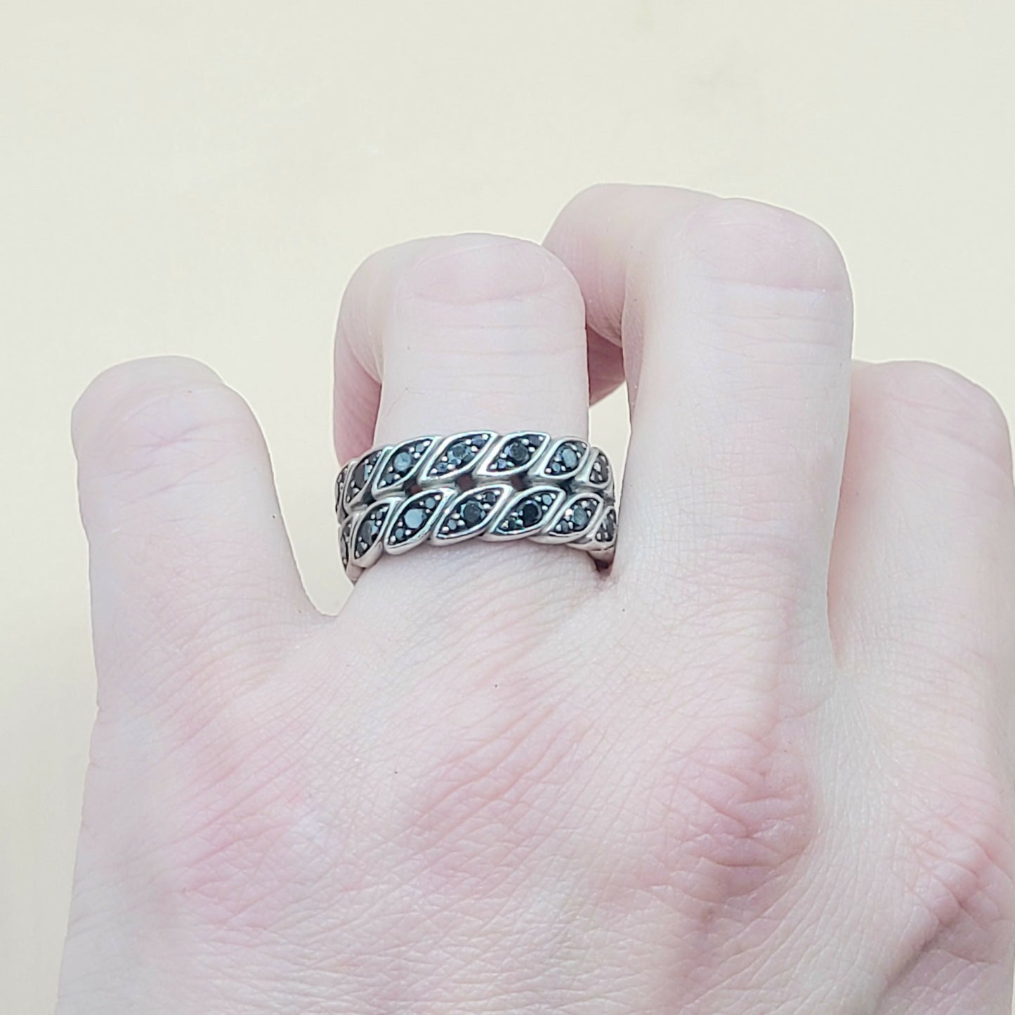    David Yurman-Black Diamond Graphic-Cable Band Ring